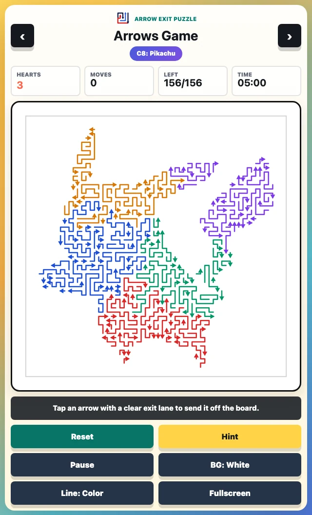 Arrows Game C8 Pikachu arrow escape challenge screenshot