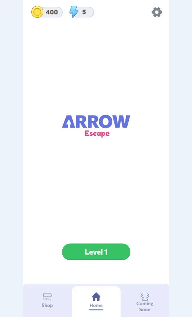 Arrow Escape Game home menu screenshot